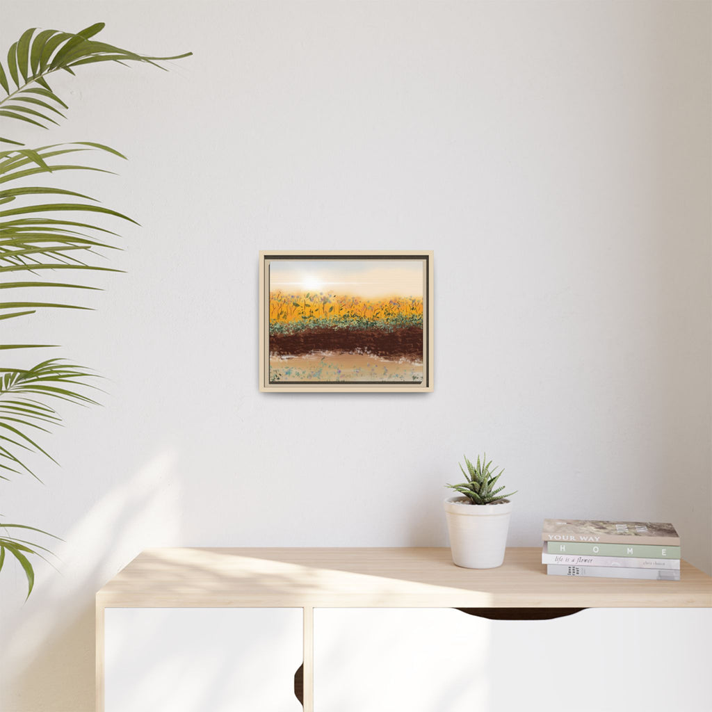Golden Meadow Morning on Matte Canvas, Framed