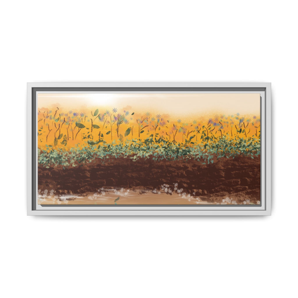 Golden Meadow Morning on Matte Canvas, Framed