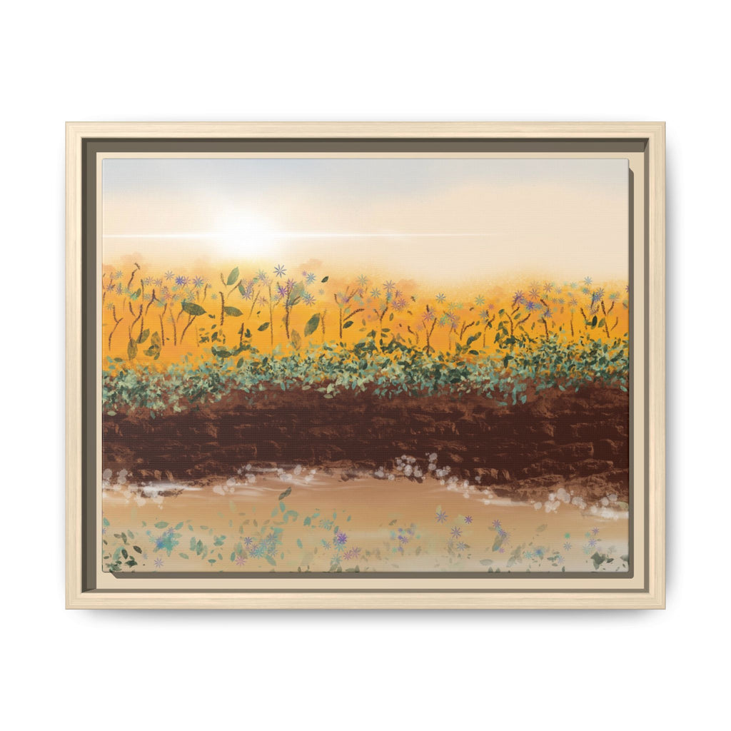 Golden Meadow Morning on Matte Canvas, Framed