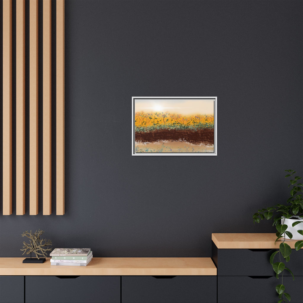 Golden Meadow Morning on Matte Canvas, Framed