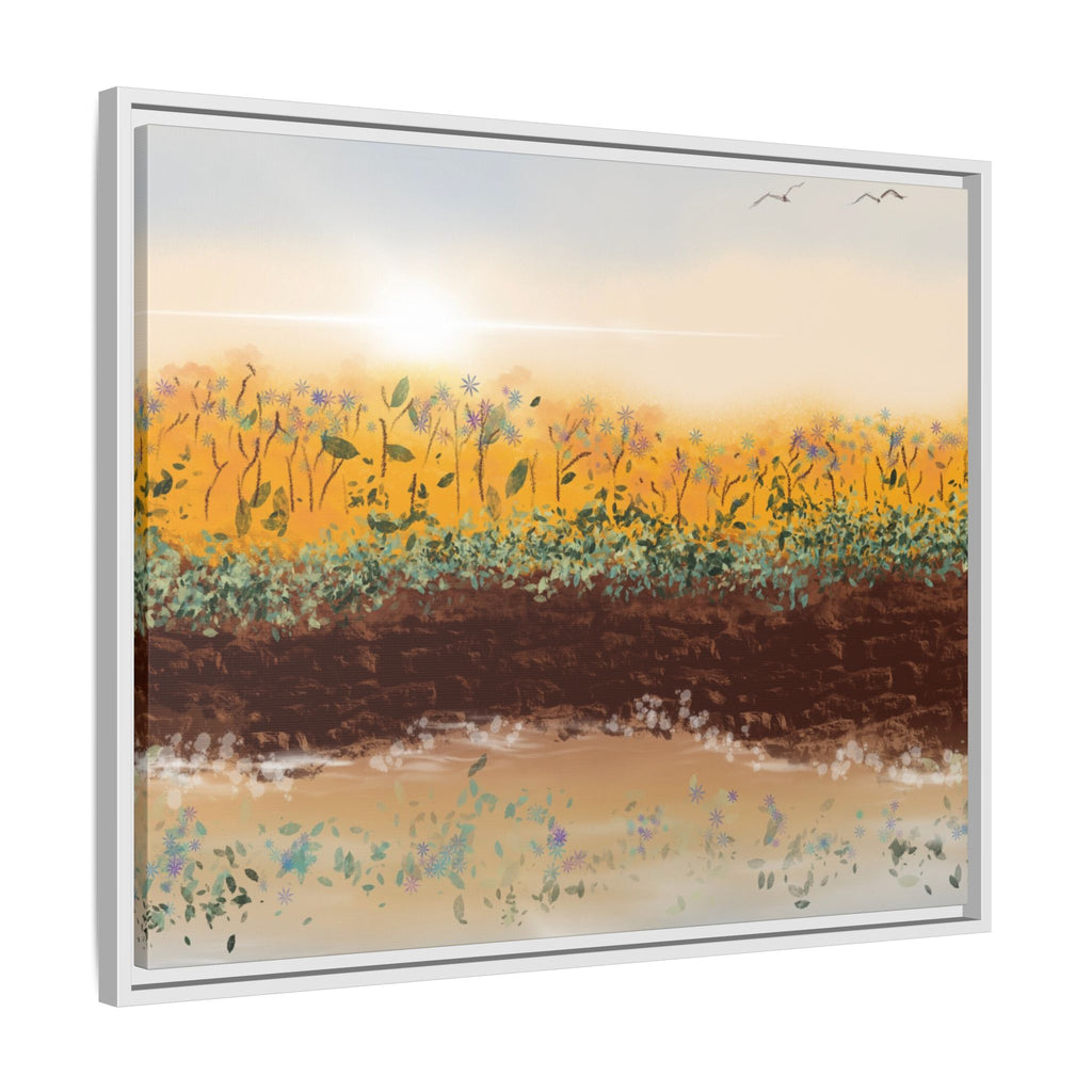 Golden Meadow Morning on Matte Canvas, Framed