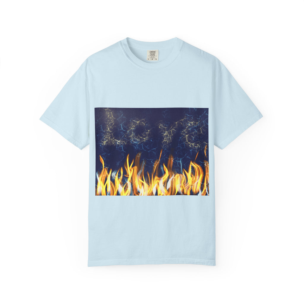 Electric Inferno on Unisex Garment-Dyed T-shirt