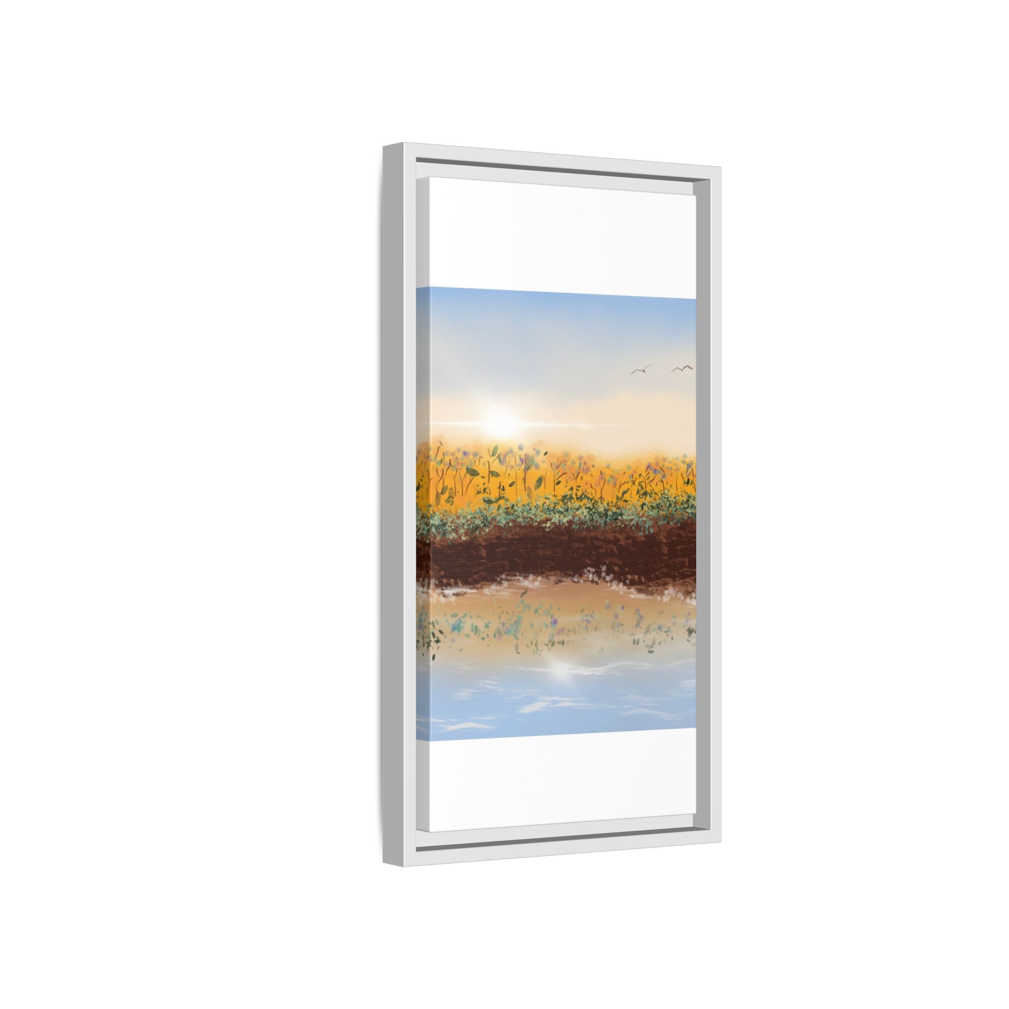 Golden Meadow Morning on Matte Canvas, Framed