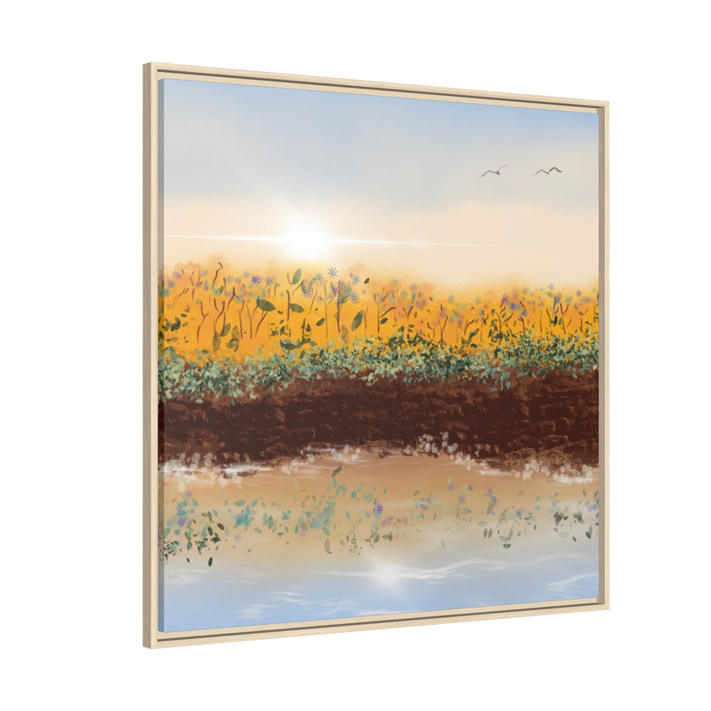 Golden Meadow Morning on Matte Canvas, Framed