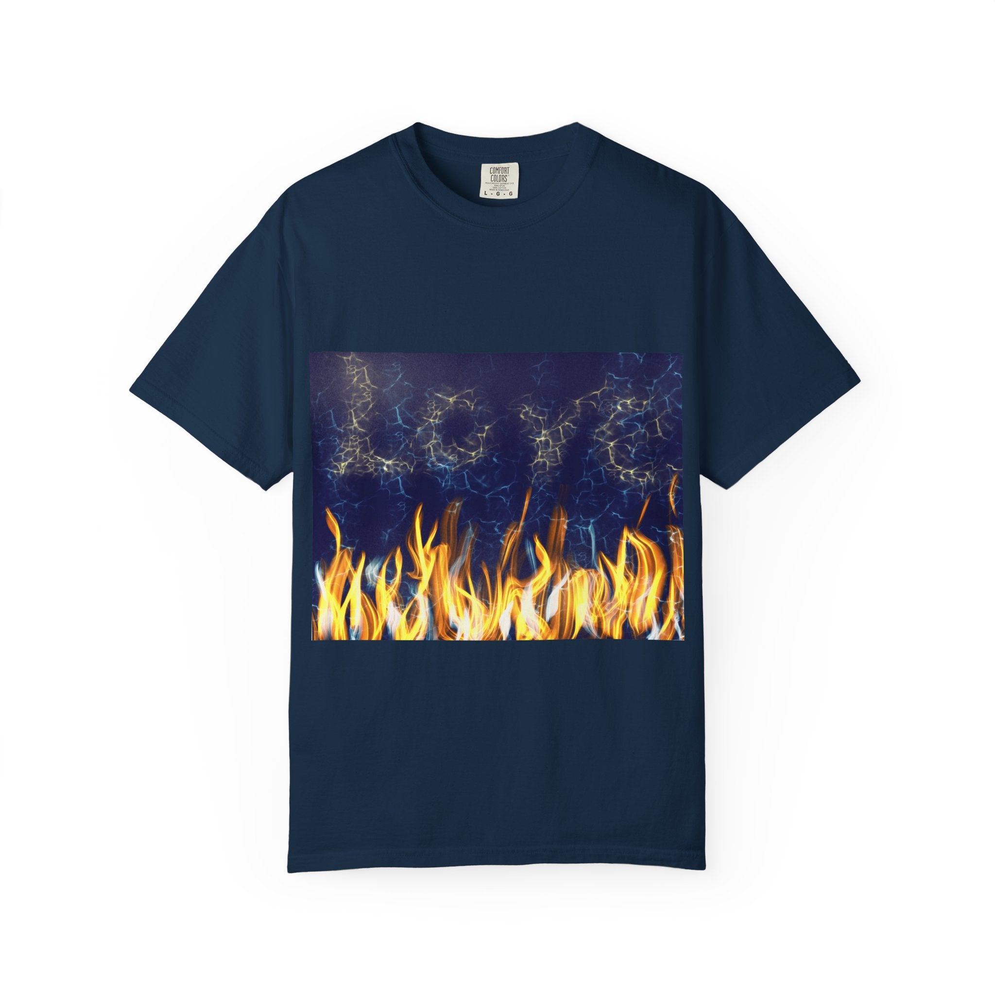 Electric Inferno on Unisex Garment-Dyed T-shirt