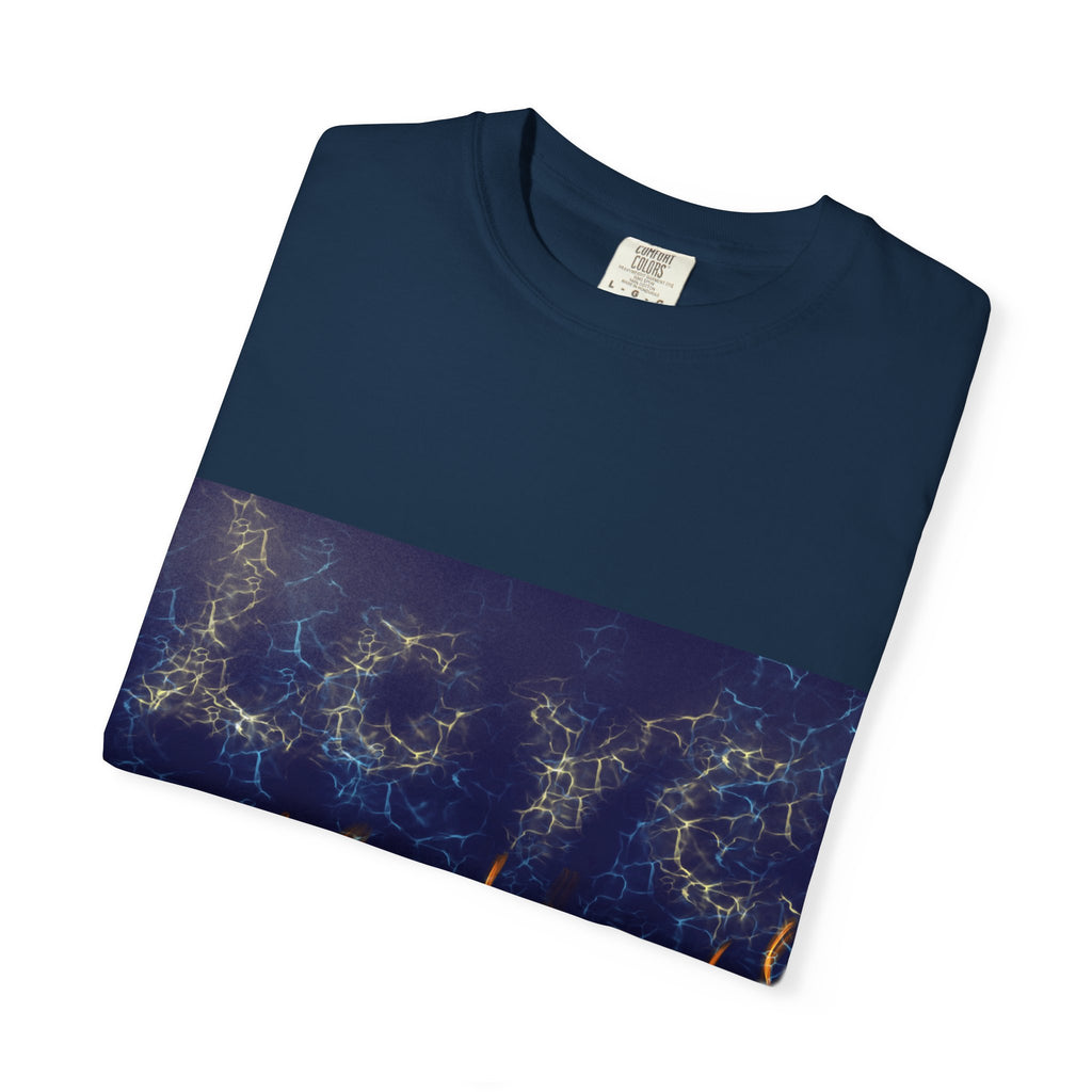 Electric Inferno on Unisex Garment-Dyed T-shirt