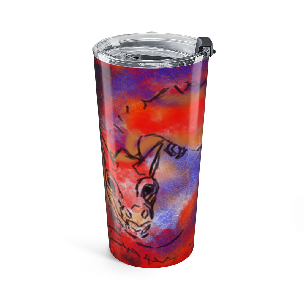 "20oz Dragon Storm Tumbler — Red Digital Art Travel Mug"