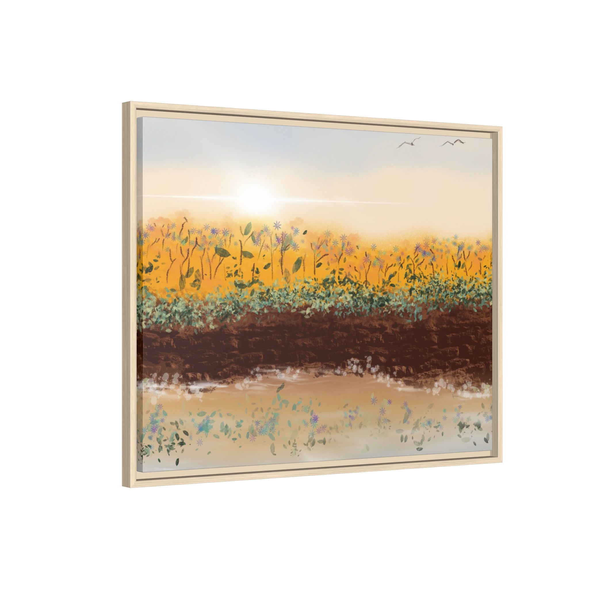 Golden Meadow Morning on Matte Canvas, Framed