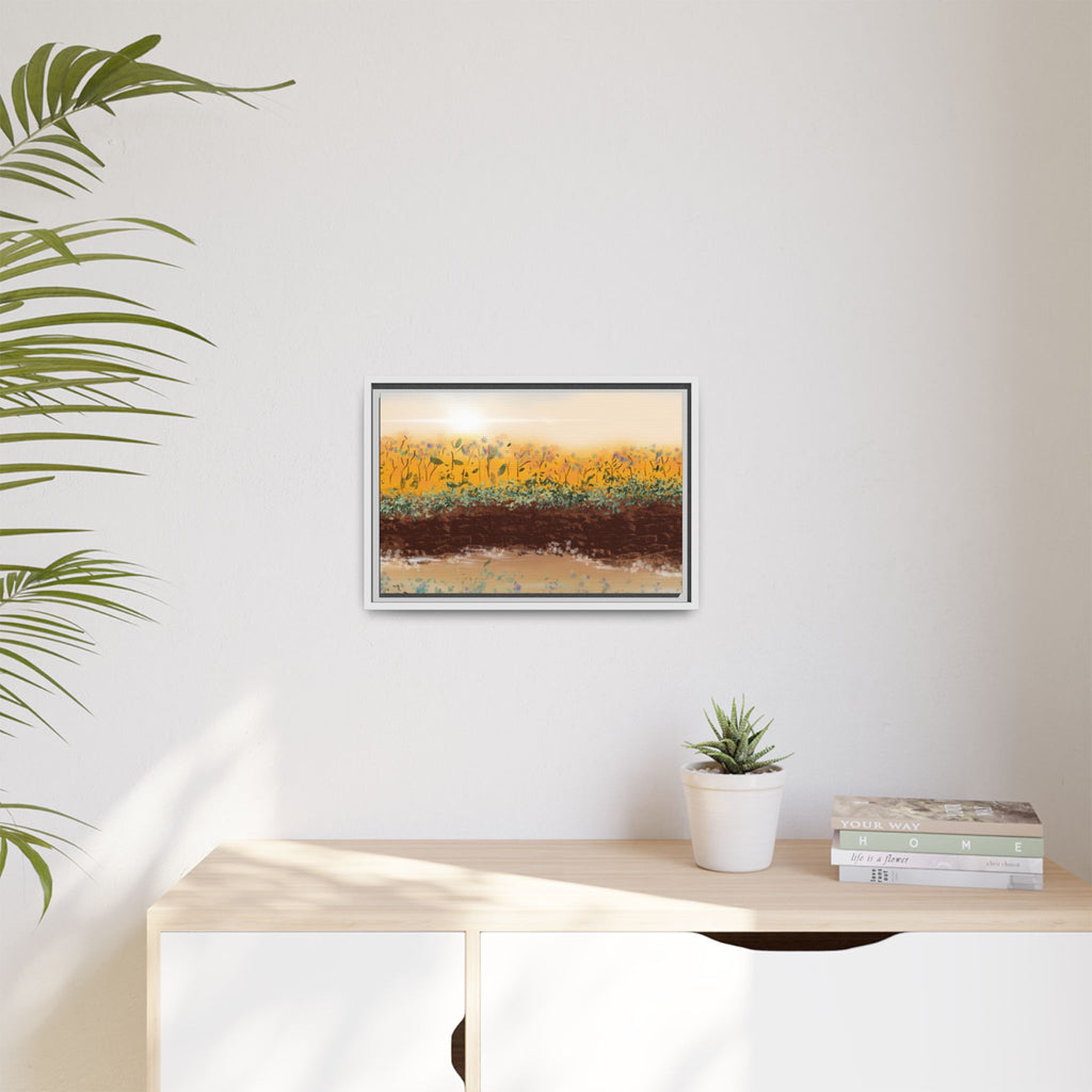 Golden Meadow Morning on Matte Canvas, Framed