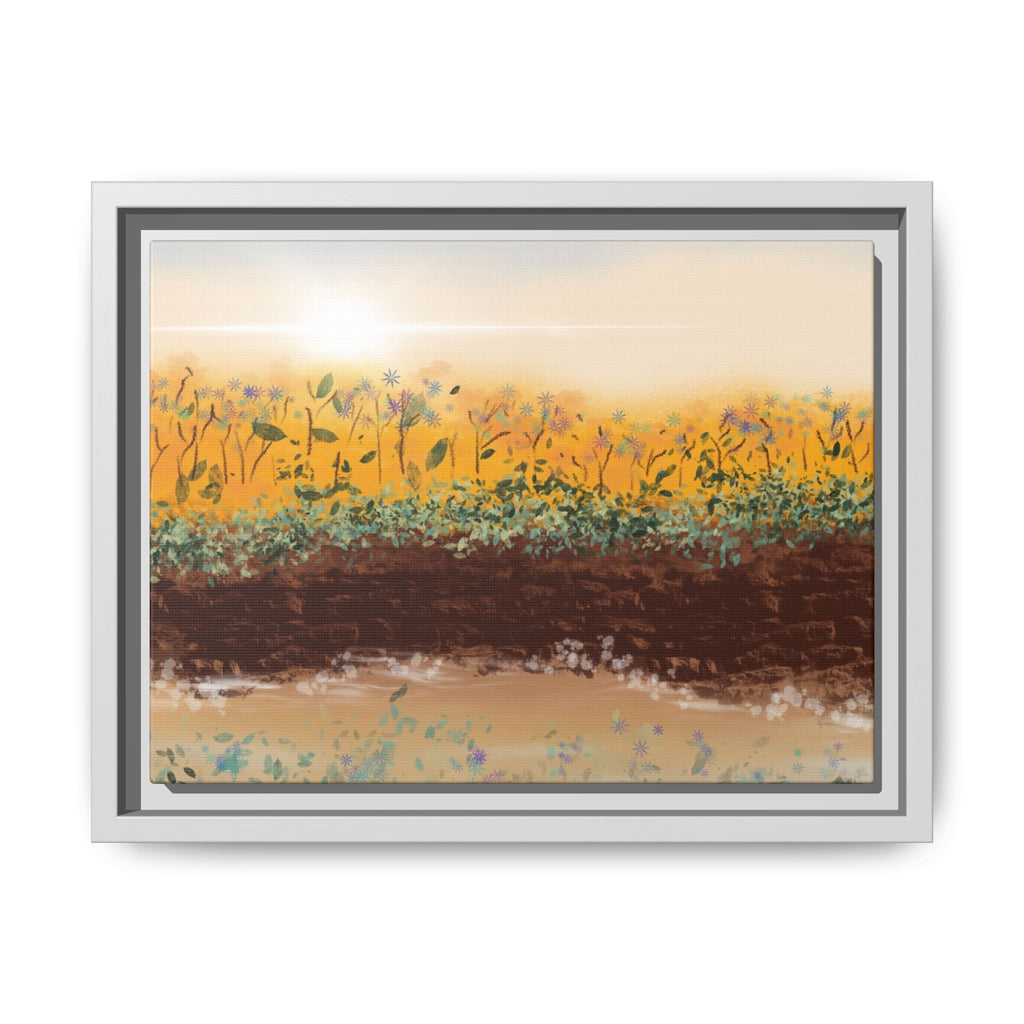 Golden Meadow Morning on Matte Canvas, Framed