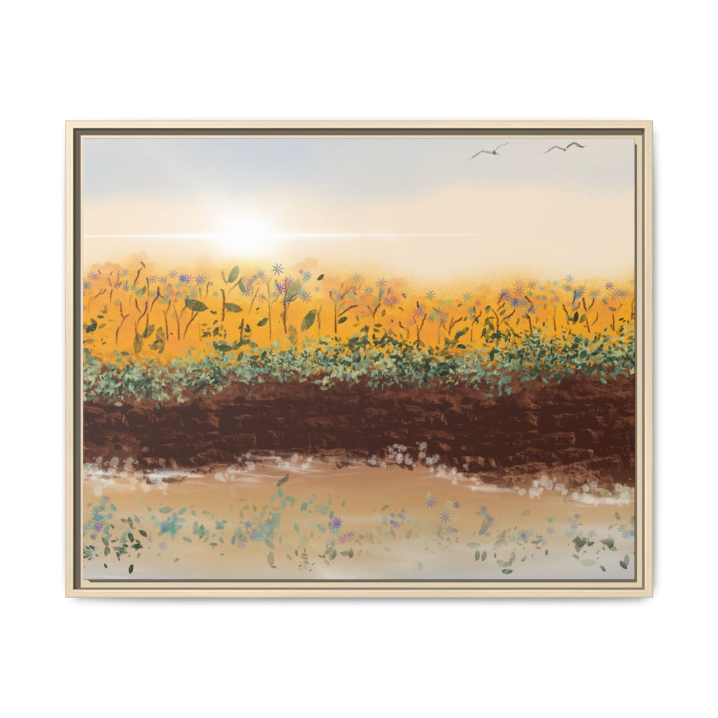 Golden Meadow Morning on Matte Canvas, Framed