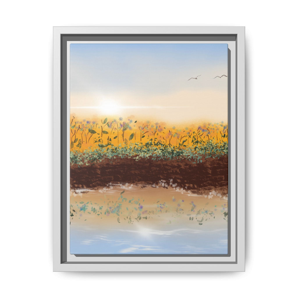 Golden Meadow Morning on Matte Canvas, Framed