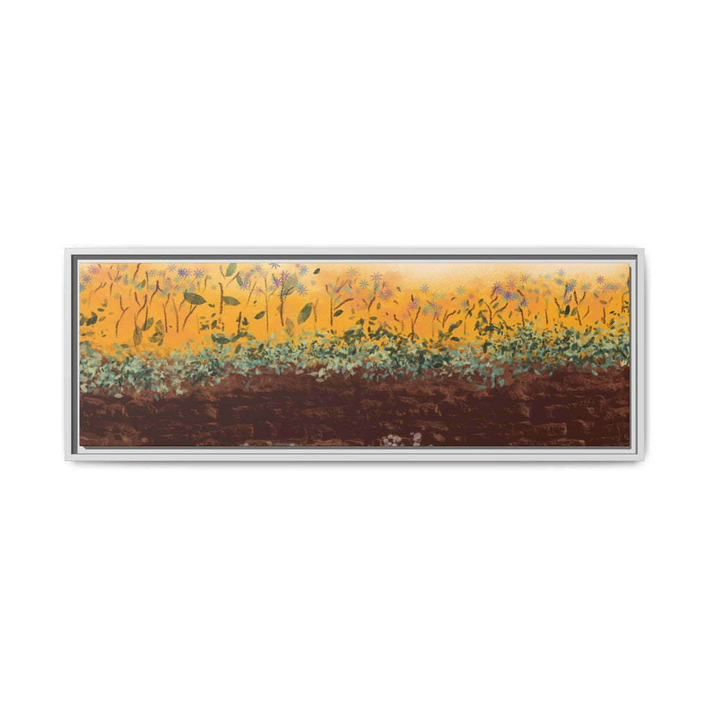 Golden Meadow Morning on Matte Canvas, Framed