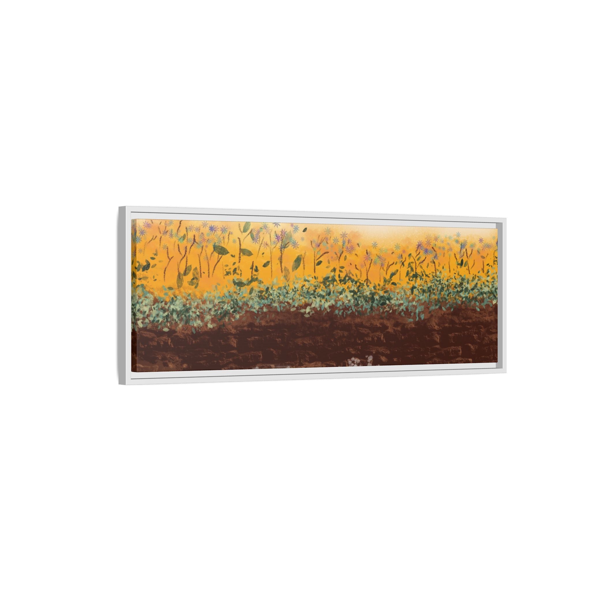 Golden Meadow Morning on Matte Canvas, Framed