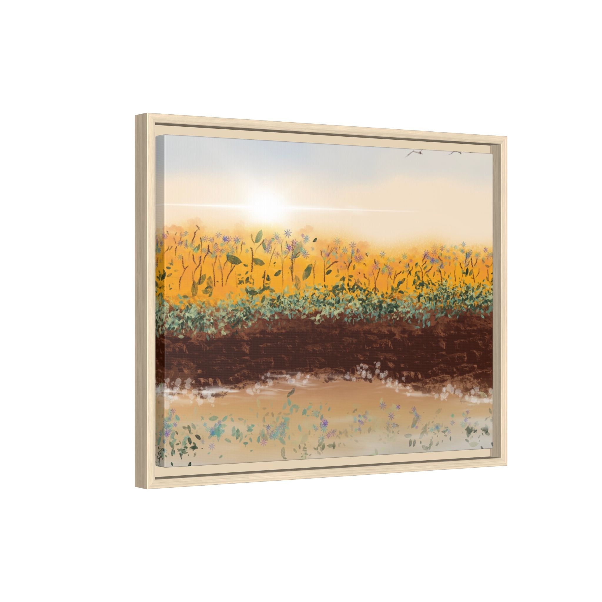 Golden Meadow Morning on Matte Canvas, Framed