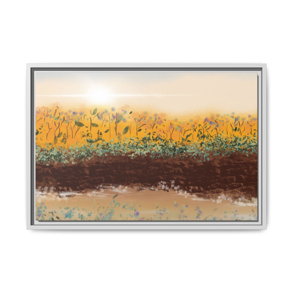 Golden Meadow Morning on Matte Canvas, Framed