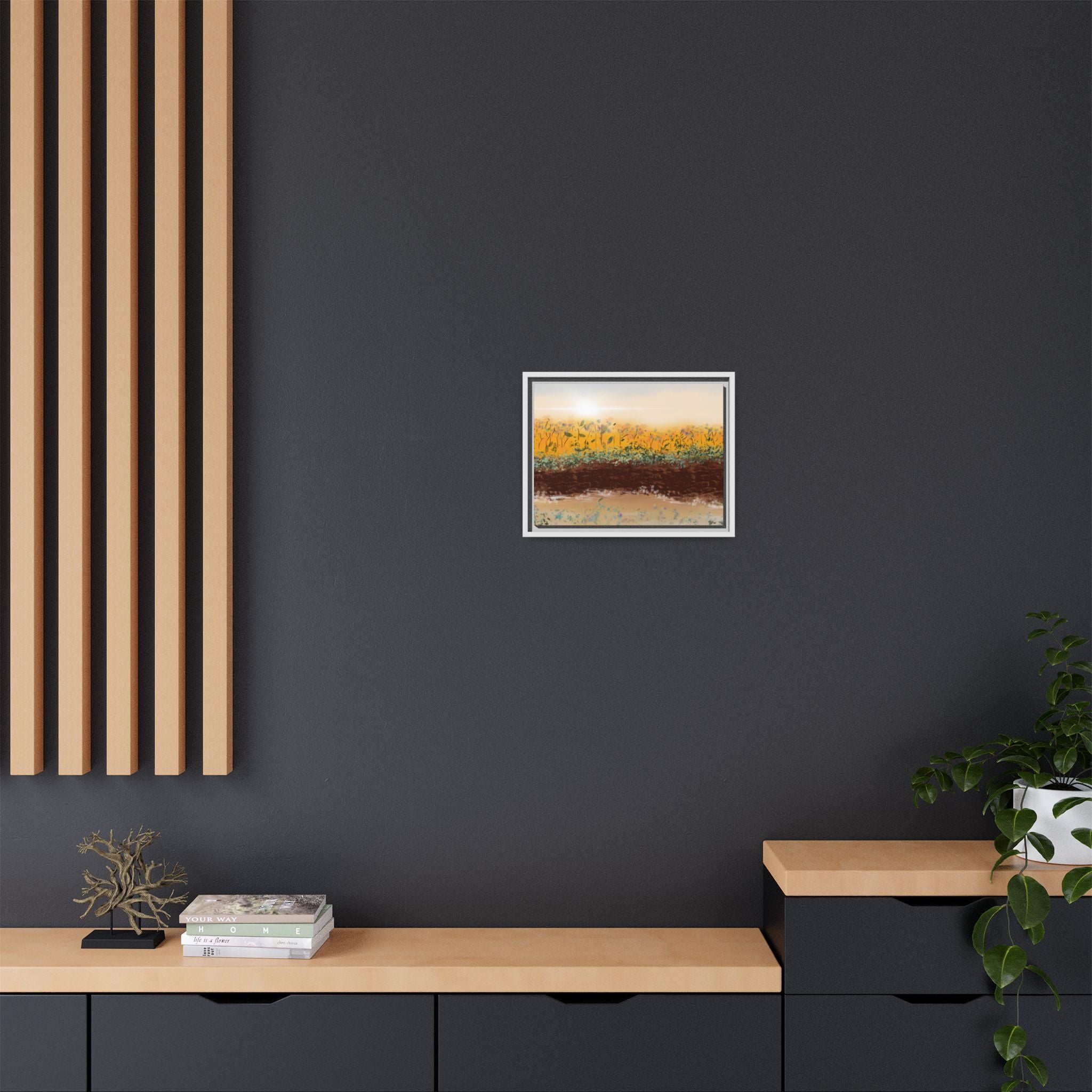 Golden Meadow Morning on Matte Canvas, Framed