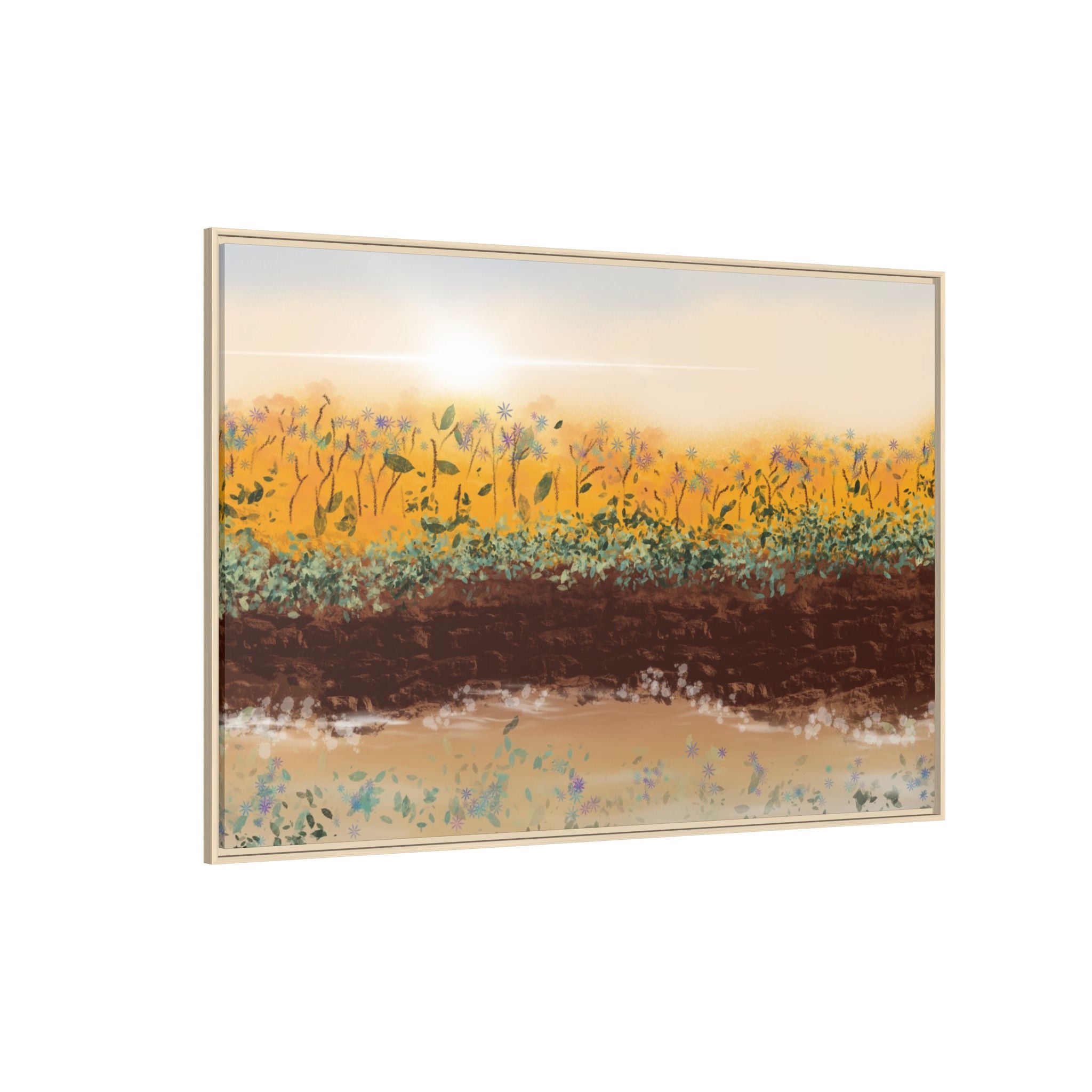 Golden Meadow Morning on Matte Canvas, Framed