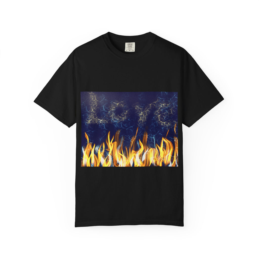 Electric Inferno on Unisex Garment-Dyed T-shirt