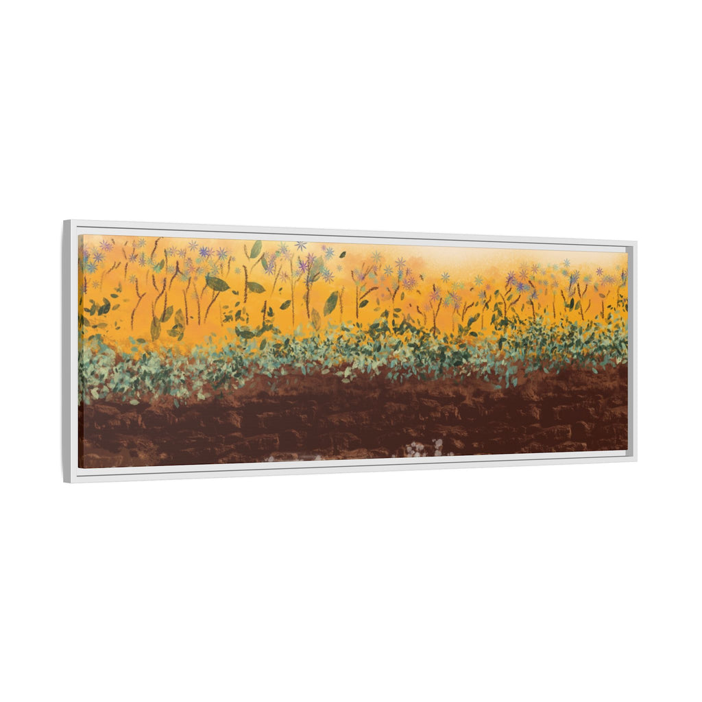 Golden Meadow Morning on Matte Canvas, Framed