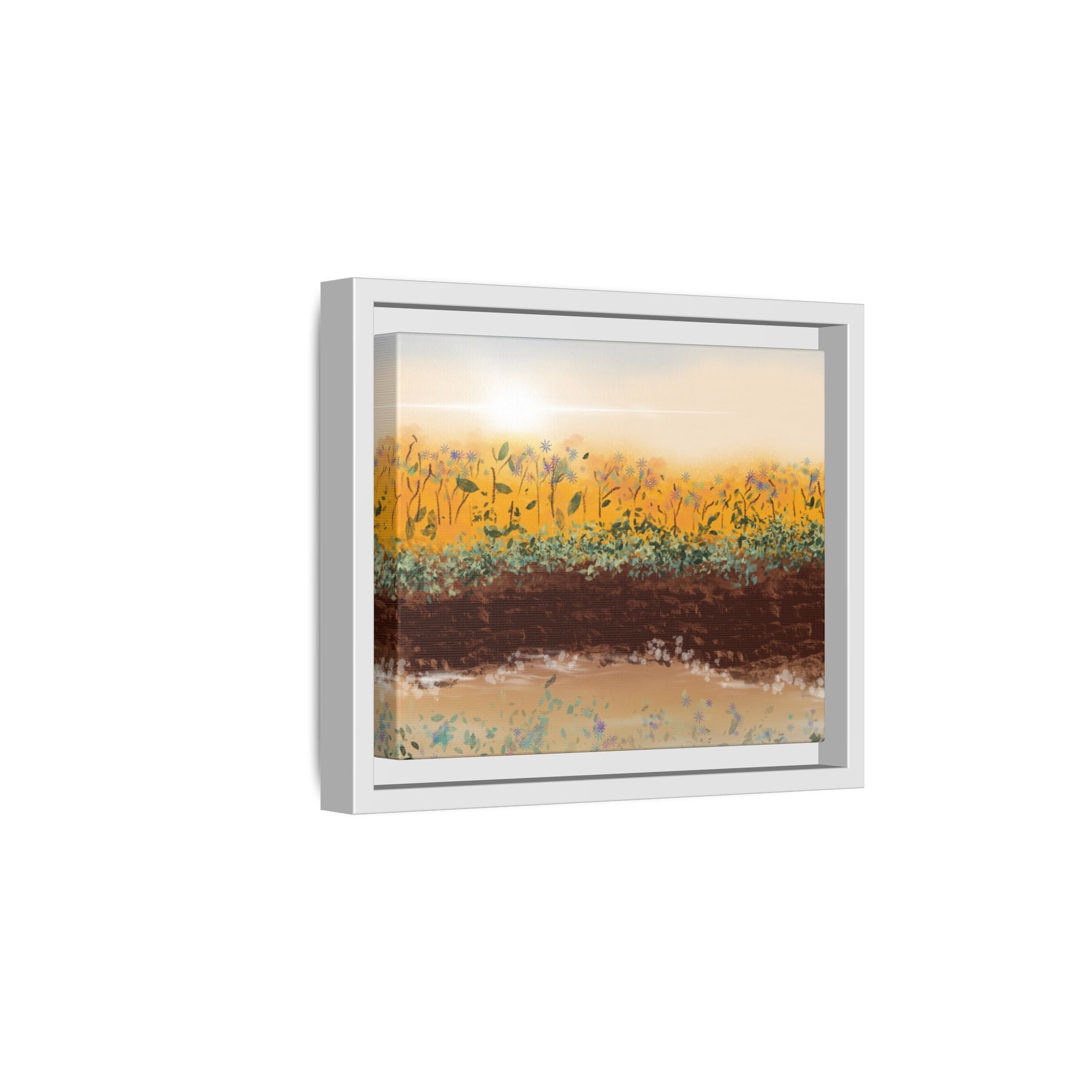 Golden Meadow Morning on Matte Canvas, Framed
