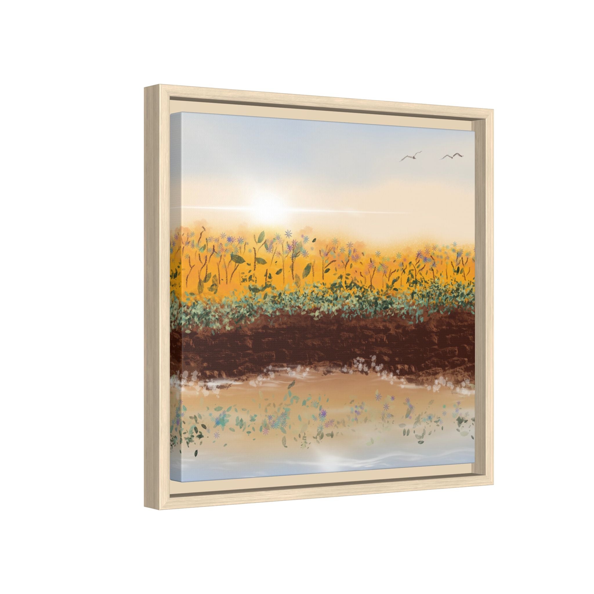 Golden Meadow Morning on Matte Canvas, Framed