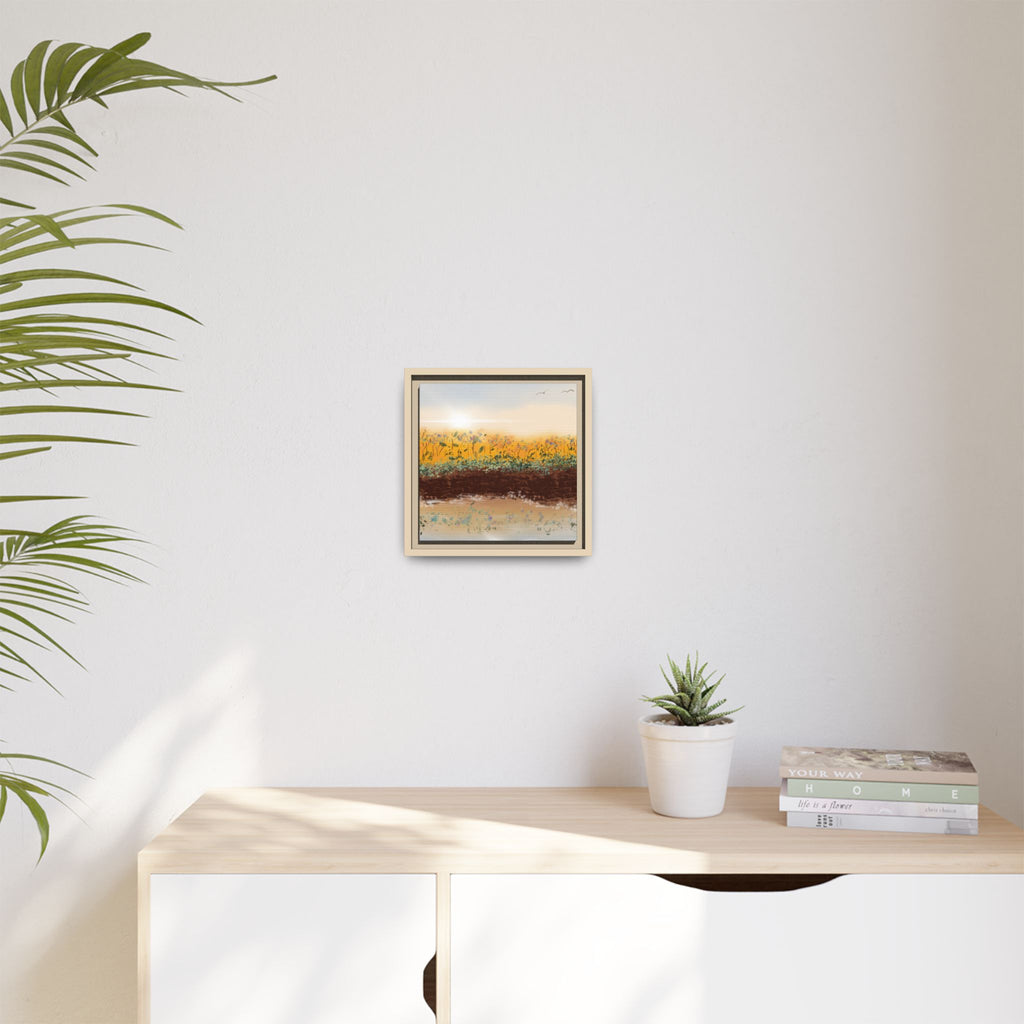 Golden Meadow Morning on Matte Canvas, Framed
