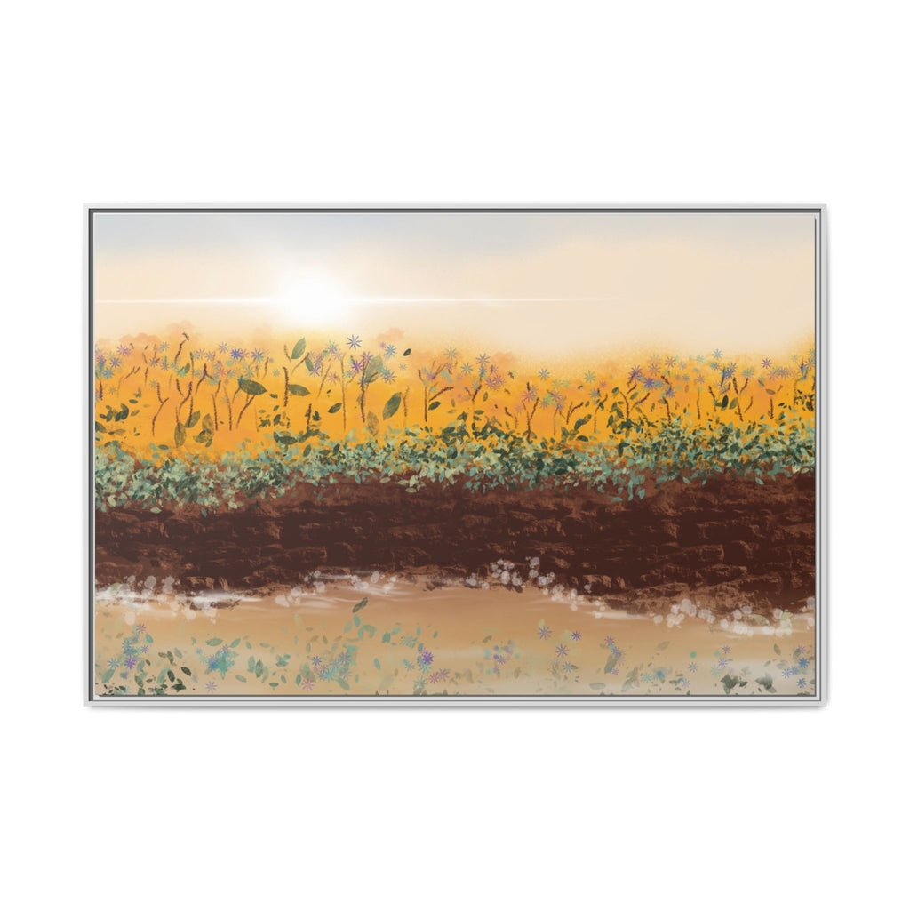 Golden Meadow Morning on Matte Canvas, Framed