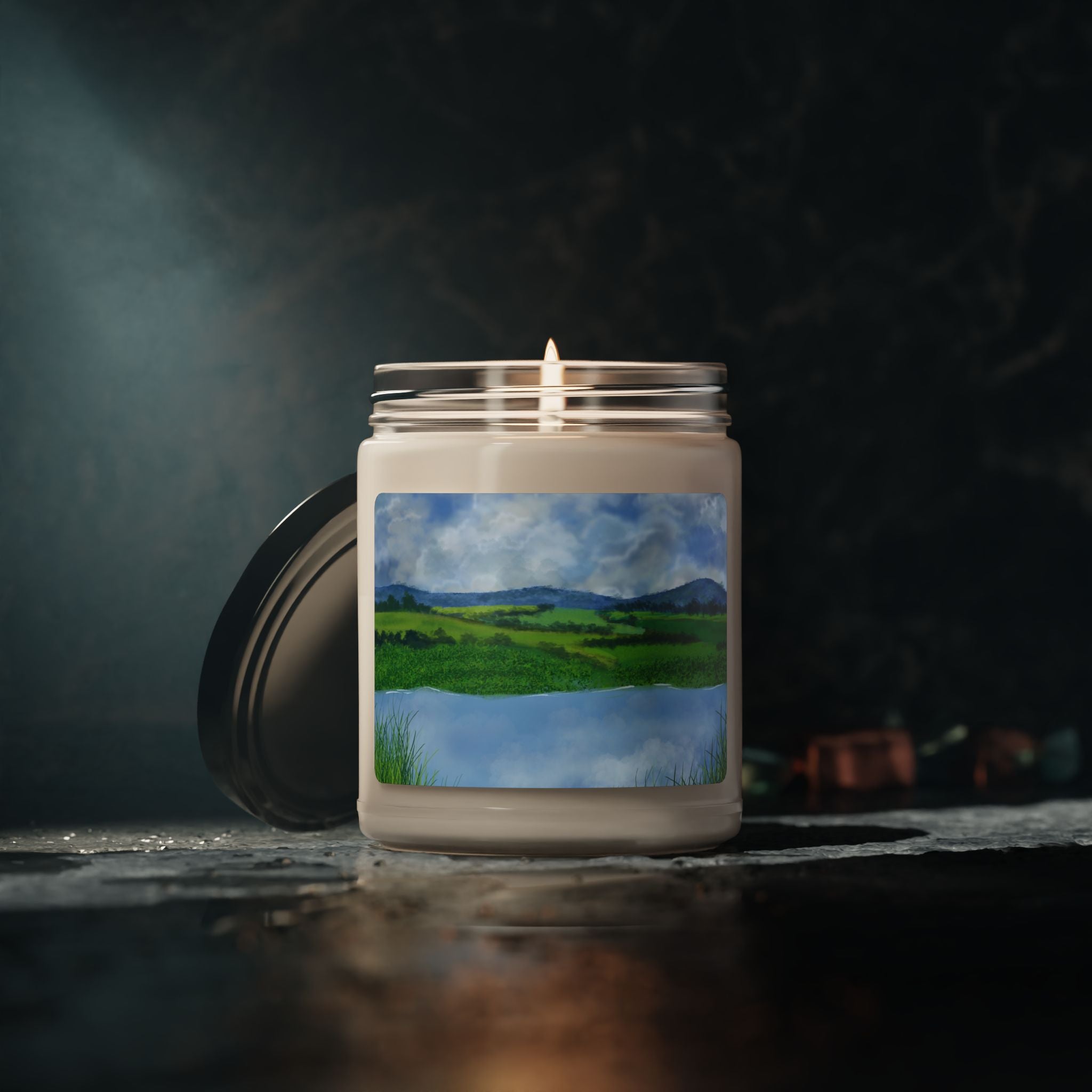 Spring Stillness Soy Candle — Lakeside Renewal Scented Candle (9oz)