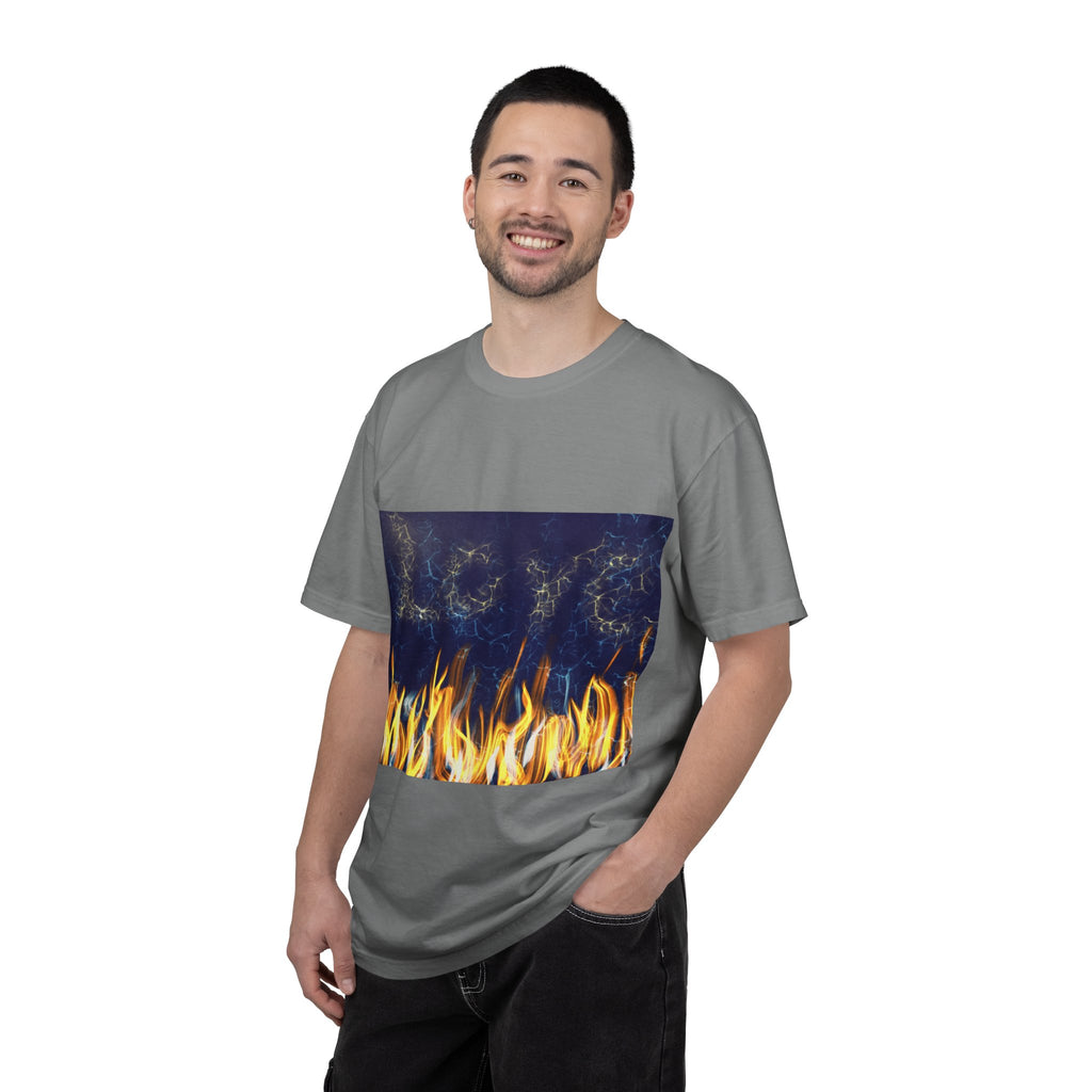 Electric Inferno on Unisex Garment-Dyed T-shirt