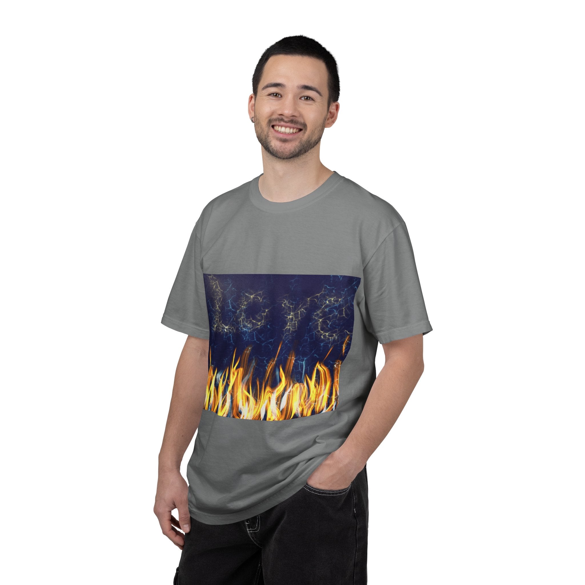 Electric Inferno on Unisex Garment-Dyed T-shirt